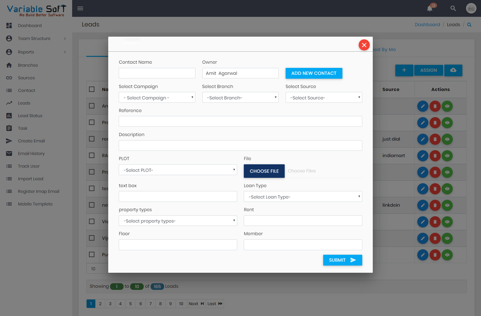 Insurance CRM interface